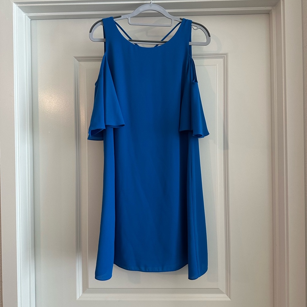 Elegant Blue Cold Shoulder Dress